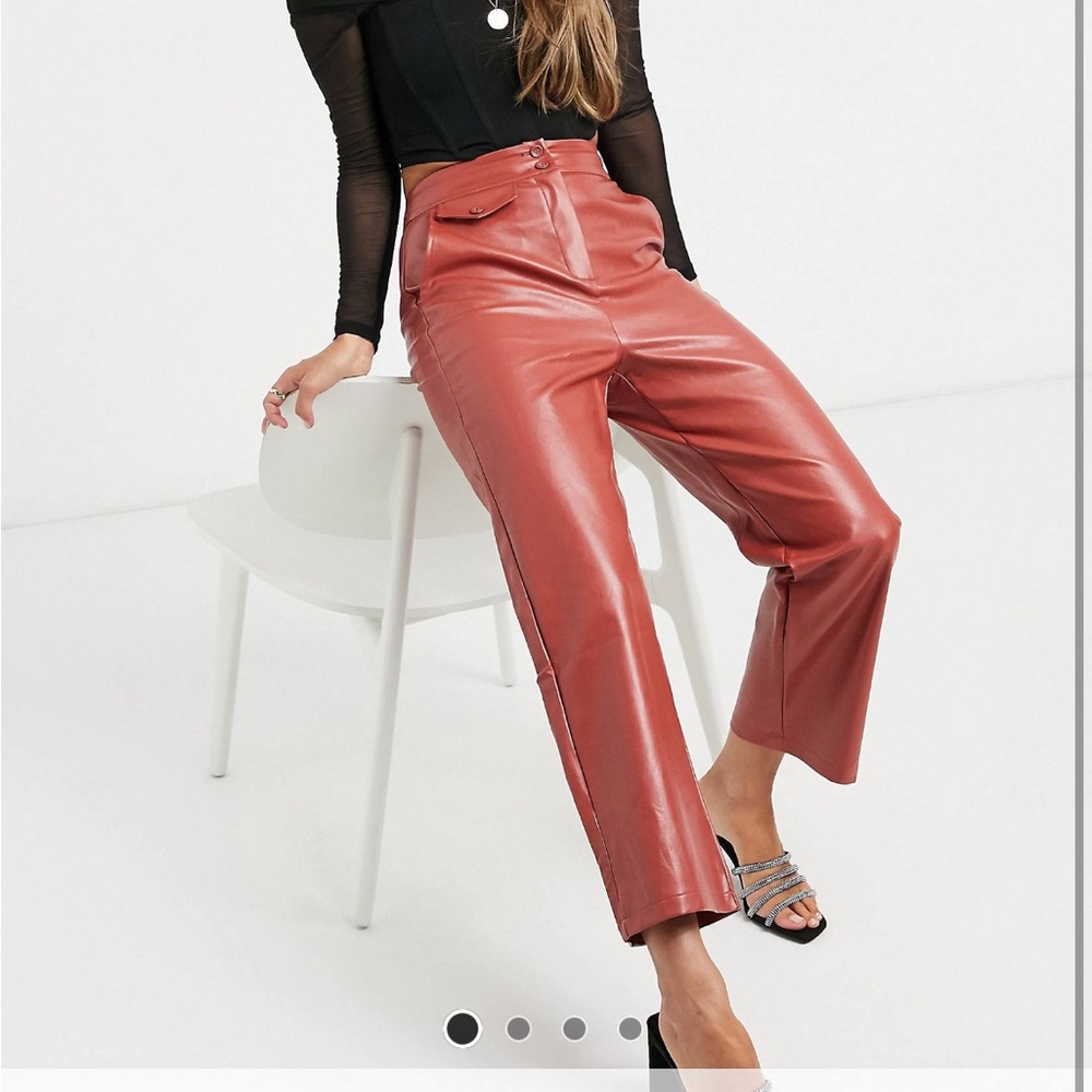 Fashion union orange leather pants